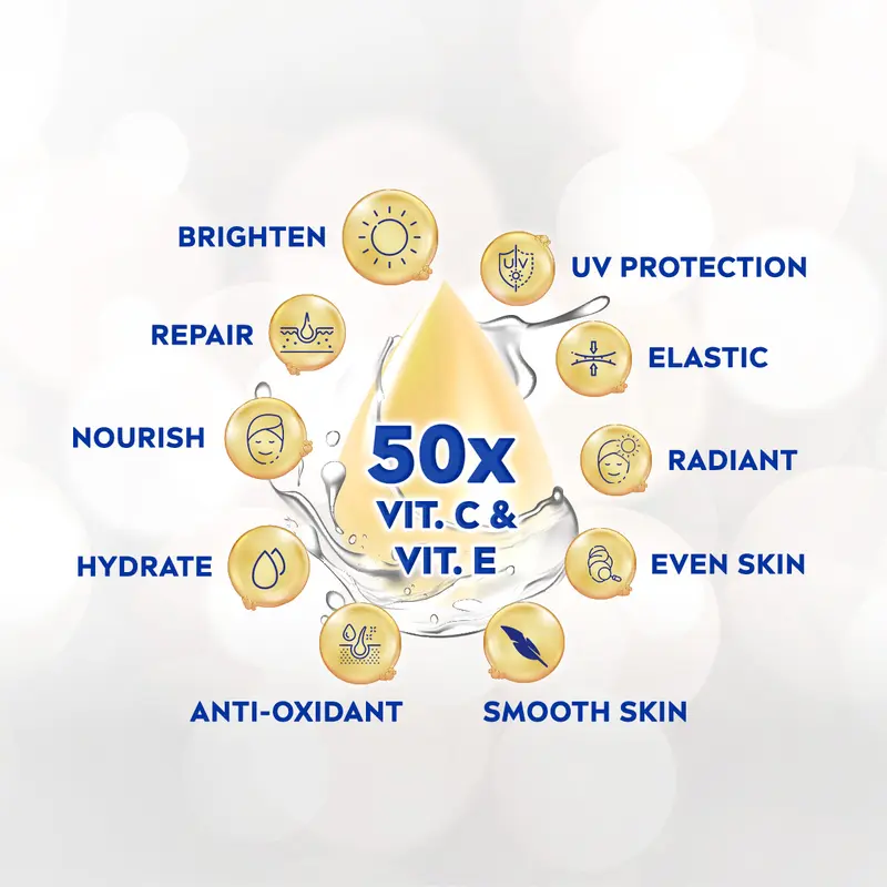 NIVEA Body Lotion Extra Bright C&E Vitamin Lotion 320ml - Handbody SPF serum UV Filter Thailand vitamin mencerahkan kulit kusam glowing brightening body care melembabkan kulit kering  - 50x Vitamin C & E, Super Food, pelembap badan tone up kulit 2