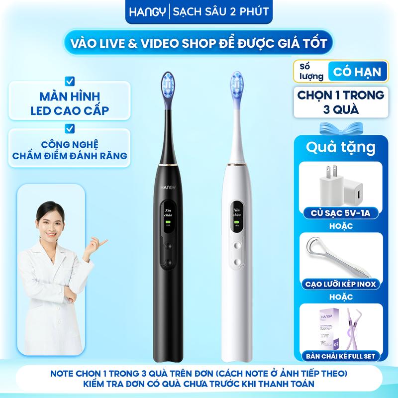 Độc quyền vienvova88 Bàn chải điện màn hình LED thông minh HANGY HY23 Ultra chính hãng Bảo hành 12 tháng