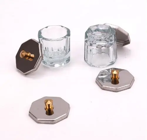 1Pcs Crystal Glass Acrylic Powder Liquid Nail Cup Dish Lid Bowl Cup Holder Equipment Nail Tools Dipping Powder Nails Set