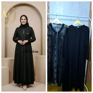 Gamis Outer malika 2 in 1 , gamis rompi berukat terbaru, gamis crinkle mix berukat malika , baju gamis kondangan , baju lebaran  sekarang 2026 tren baru