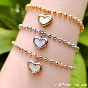 GELANG TANGAN Titanium BIJI LADA Love Putih - 009