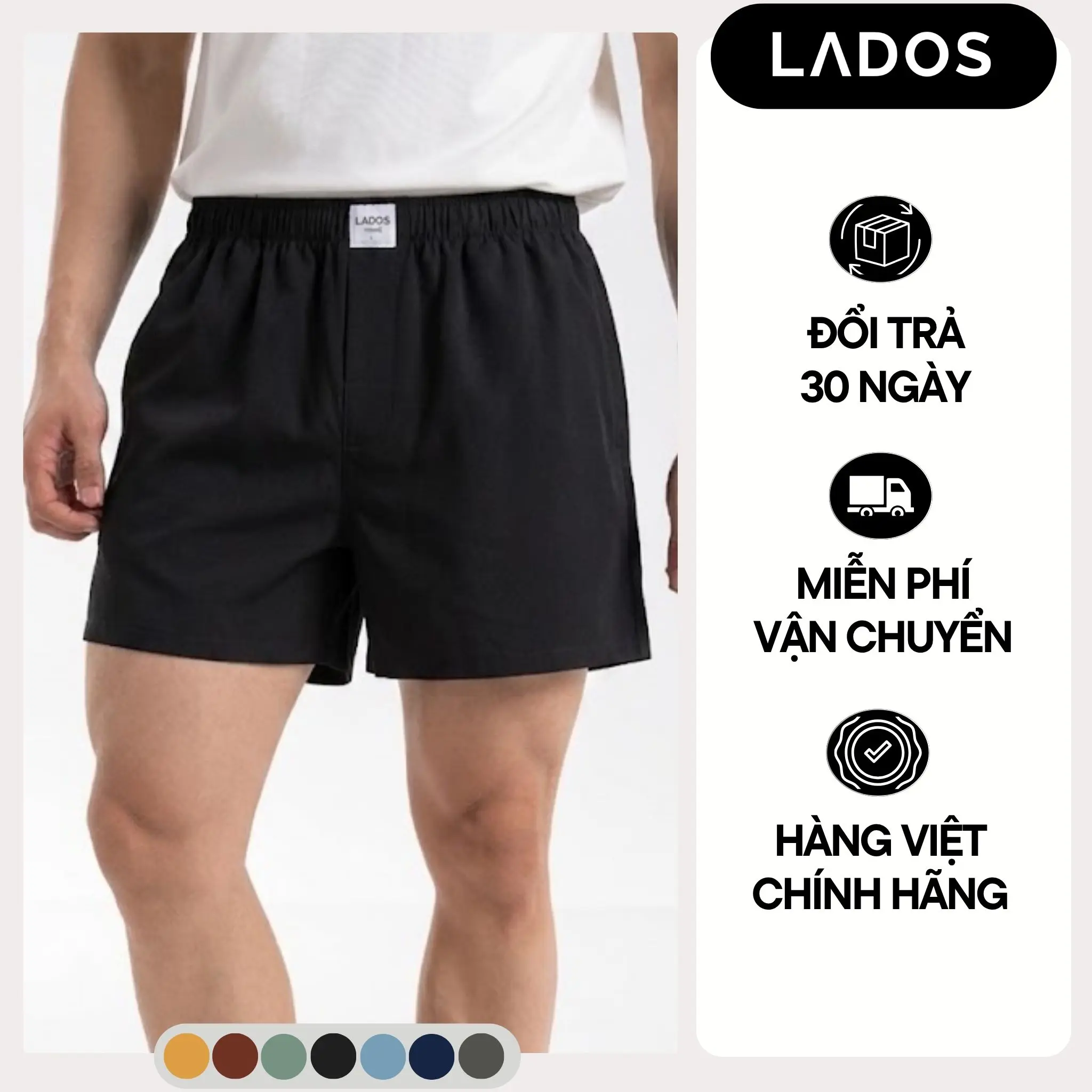 Quần Đùi Nam LADOS - 4071 - Chất Kate Cao Cấp, Trơn Lưng Thun Có Túi Thoáng Mát, Form ngắn basic, Mặc Nhà Co Giãn Thoải Mái