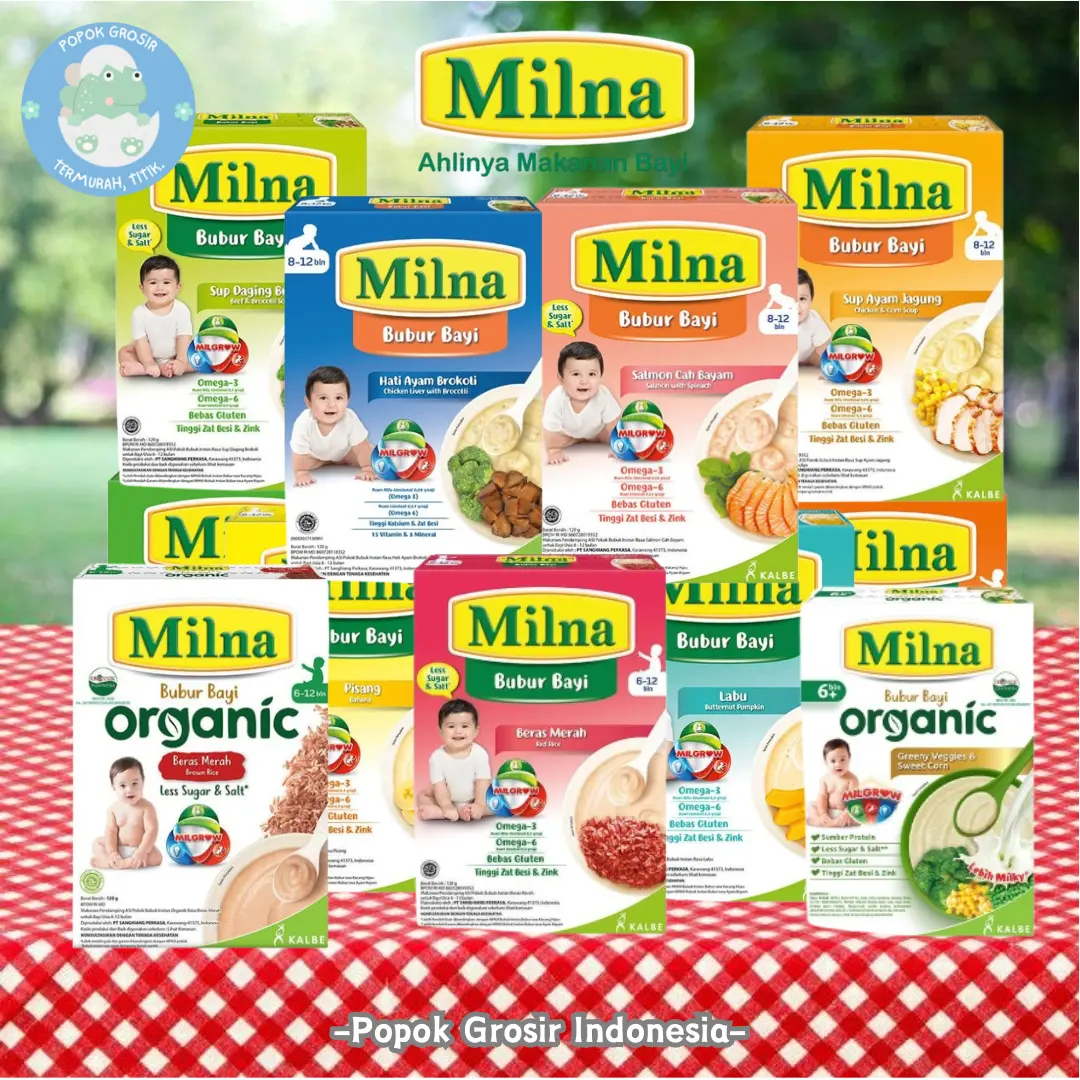 Milna Bubur Reguler Bayi MPASI 6+ dan 8+ 120 gr - Formula 4 Sehat 5 Sempurna - Booster