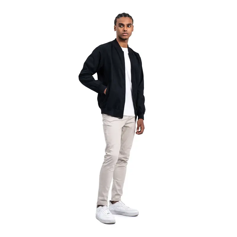 Ribsgold Jaket Bomber | Bomber Jaket | Outer pria | Jaket Pria lembut nyaman  panjang  casual Polos Zipper Keren Hitam Cowok 2