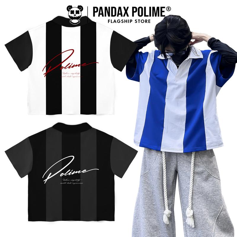 Áo polo big boxy cotton 280gsm local brand thun có cổ phông blockcore oversize thêu nổi nam nữ phối màu form rộng bigsize cặp đôi px pandax polime Unisex Menswear