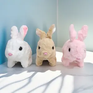 [capt] Mainan Anak Boneka Kelinci Elektrik Berjalan dengan Suara dan Melompat - Cute Pet Rabbit Electric Dolls Toys