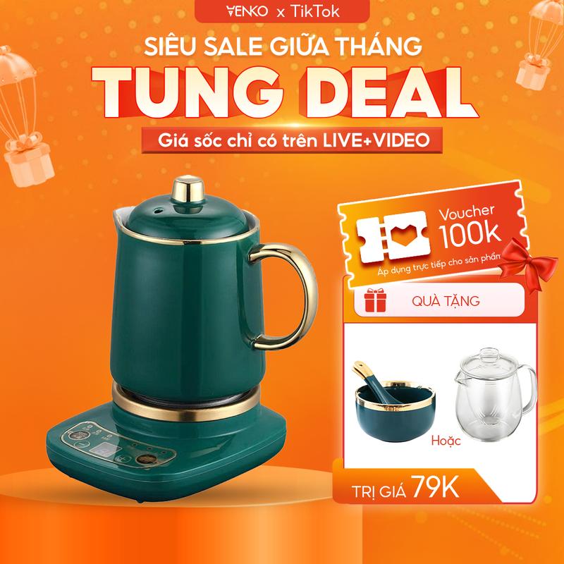 Cốc Chưng Yến, Cốc Hầm Đa Năng Kèm Thìa Bát Sứ Cùng Màu nồi nấu mini 500ml, 600ml, 800ml, hâm nóng, hãm, pha trà Máy Làm Sữa