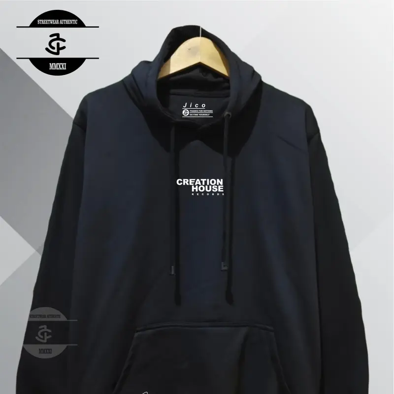 Sweater Jaket Skena Hoodie Hitam Sablon List Creation House Bahan Fleece Premium Sweater Tebal dan Lembut Distro Original Brand Kota Bandung Unisex 0