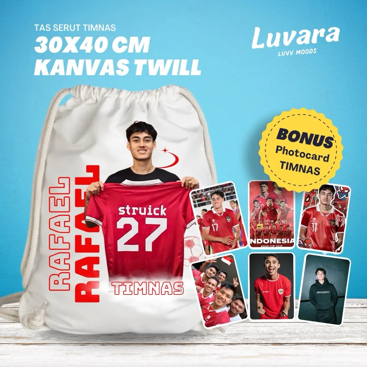 Tas Serut Timnas Rafael Marselino BONUS photocard high quality 40x30 cm