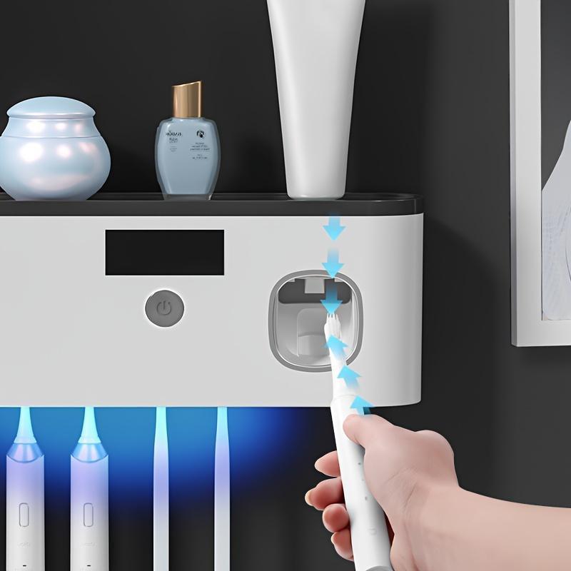 Smart UV Toothbrush Sterilizer, Wall Mounted Toothbrush Holder with Automatic Toothpaste Dispenser, Bathroom Accessories for Home Use, Toothbrush Protector, Home Goods, Organizing 6