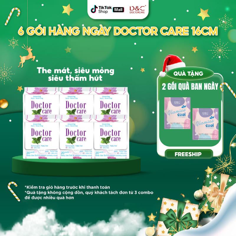   BĂNG SIZE NHỎ  6 gói Băng vệ sinh hàng ngày DÙNG CUỐI KỲ D&C Doctor Care 16 cm - GÓI 20 MIẾNG 