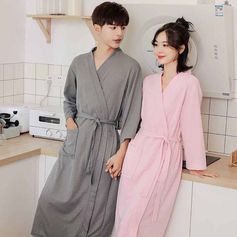 Product Introduction of [Jennifer]PLUS SIZE Couple bathrobe Women long spring and autumn thin section men large size hotel night Dress ladies pajamas 16