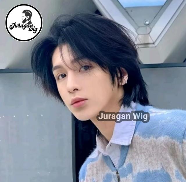 Wig Pria Rambut Palsu Mullet Pendek Model Cwo Korea