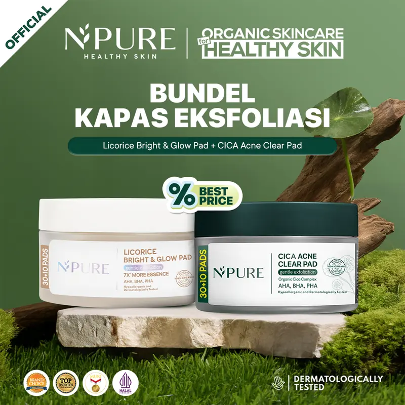 【Kapas Eksfoliasi】NPURE Bundle Exfo CICA Clear Pad + Licorice Brightening Pad /kapas eksfoliasi/skincare bundling set/kapas angkat sel kulit mati/kapas sel kulit mati/skincare/kapas komedo/kapas muka kering/muka jerawat/skincare rutin/paket skincare 0