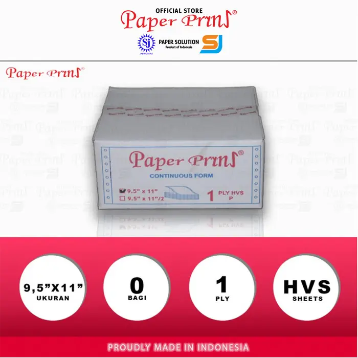 Paperpryns Kertas Continuous Form 1PLY HVS 9,5" x 11"