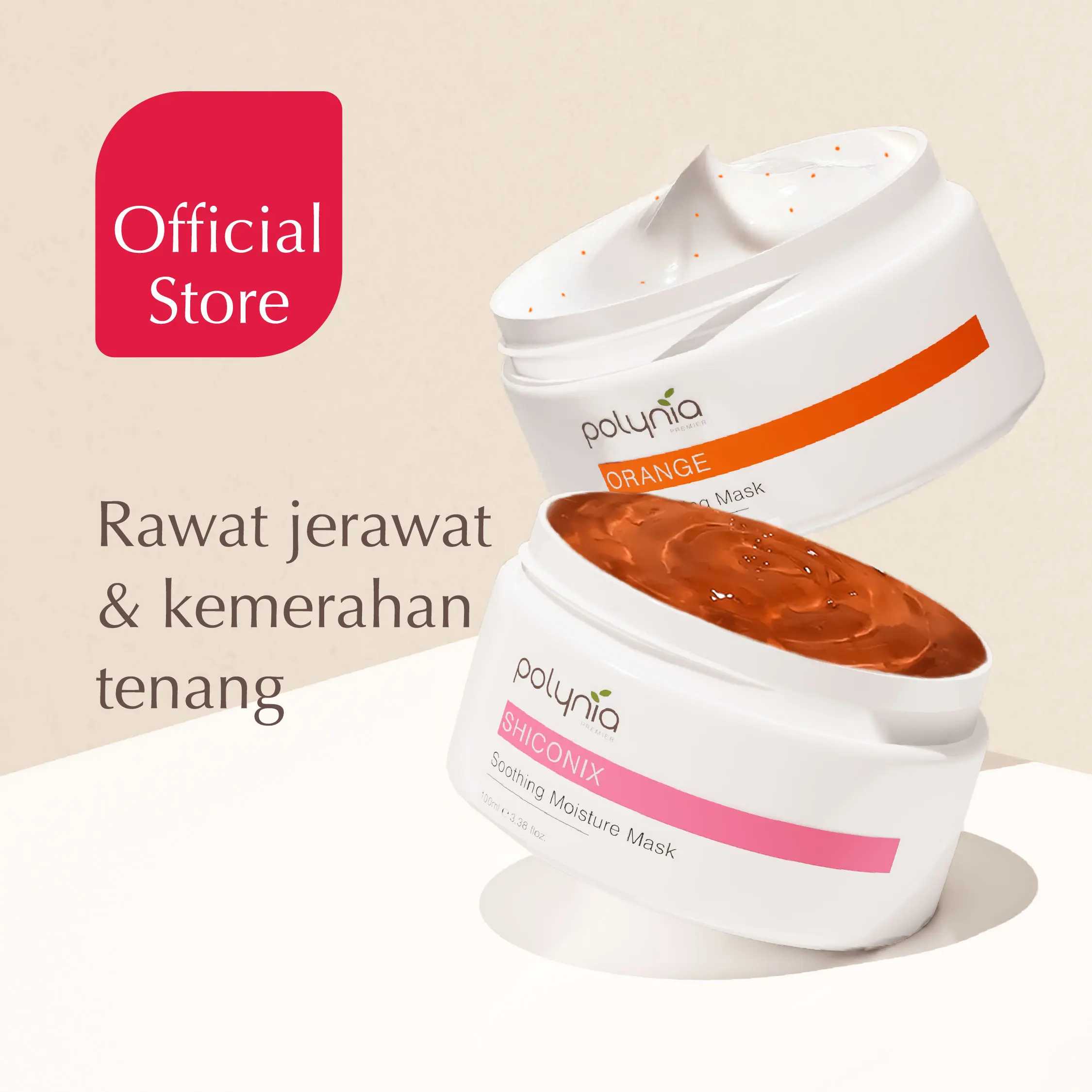[HADIAH GRATIS] POLYNIA | Orange Brightening + Shiconix Soothing Face Mask | Pudarkan Bekas Jerawat | Mencerahkan | Tenangkan Jerawat Aktif & Kemerahan