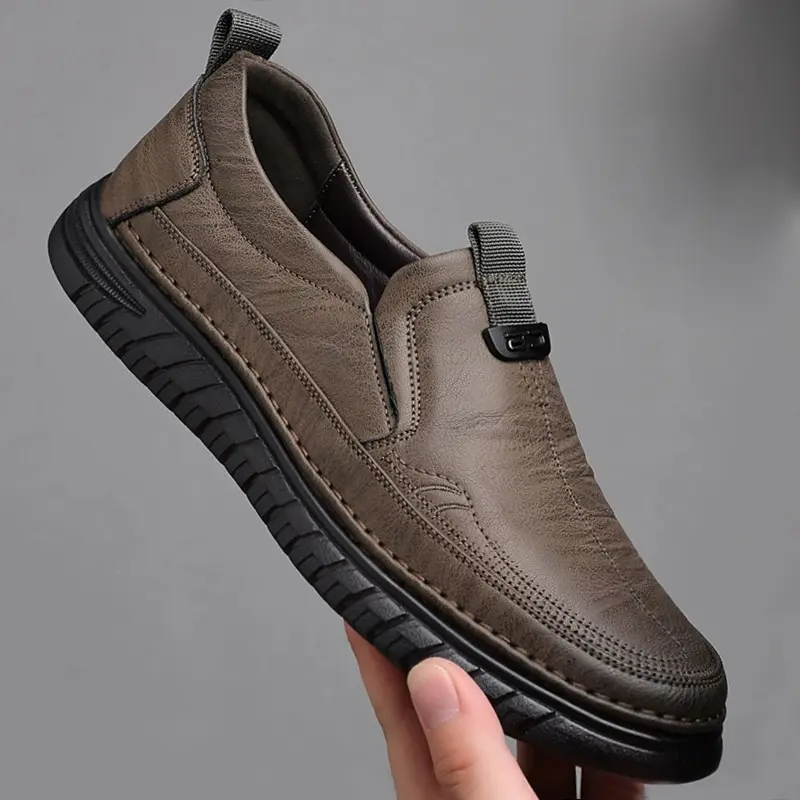 Sneakers Kerja Hitam untuk Pria Model Kasual Selipkan Flat Shoe sepatu  pantofel kulit