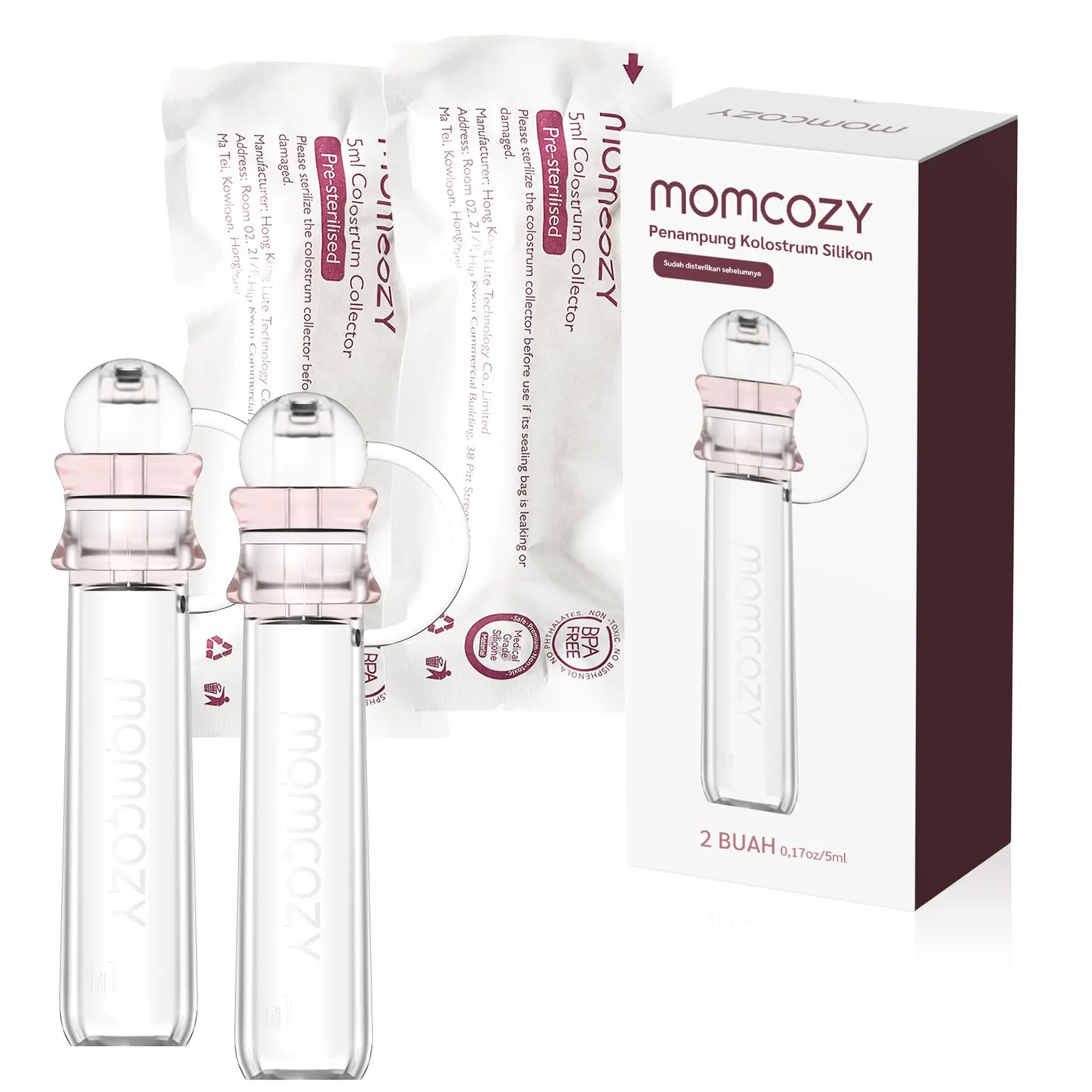 Momcozy BC002 Colostrum Collector – Dapat Digunakan Kembali & Bebas BPA - Kolektor ASI 5ml dengan Kotak Penyimpanan & Lap Kapas -B