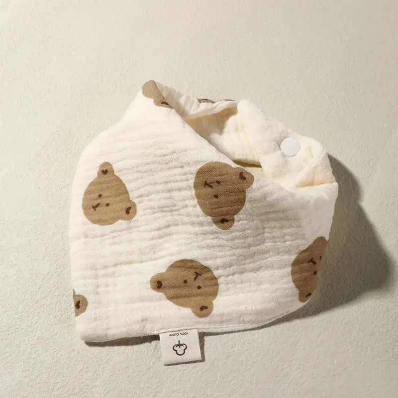 Yếm Muslin Cho Em Bé In Vải, Nút Bấm, Làm Bằng Bông, Khăn Nước Bọt Xếp Mềm, Thích Hợp Cho Trẻ Sơ Sinh, Khăn Quàng cổ Quàng Cổ 6