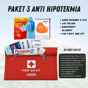Paket 3 Anti Hipotermia Emergency Lengkap – Hand Warmer 2pcs + Jas Hujan + Emergency Blanket + P3K