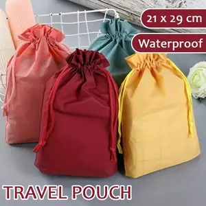 Pouch Bag Travel Serbaguna 21 x 29 cm Warna Pastel Waterproof Tas Serut Tempat Make Up Alat Mandi