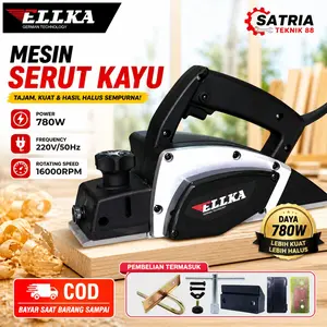 ELLKA Mesin Planer Listrik LA8-1900 780W 220V-260V Hitam Kecepatan 16000rpm Ukuran 82mm Garansi 2 Tahun