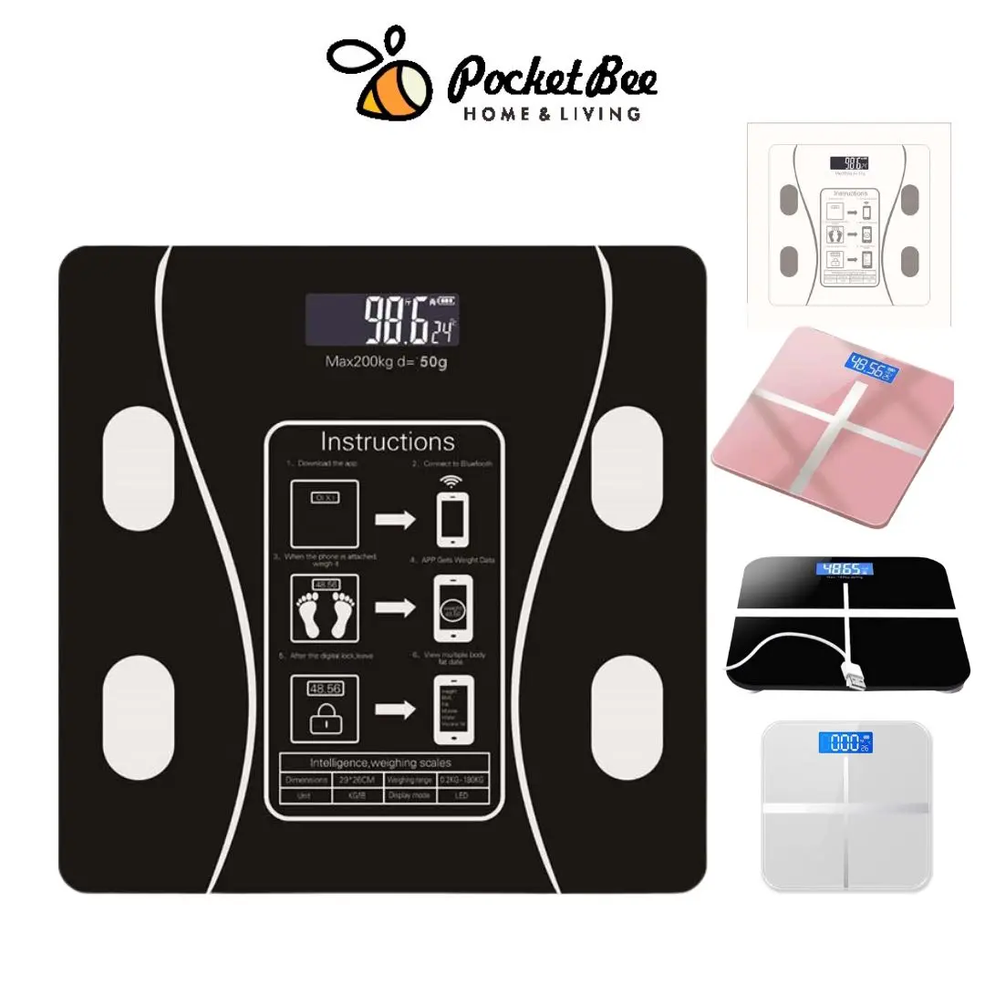 Pocketbee Weighing Scale Digital Body  Scale Scale Weight Scale LCD Display Tempered Glass Weigh Electronic