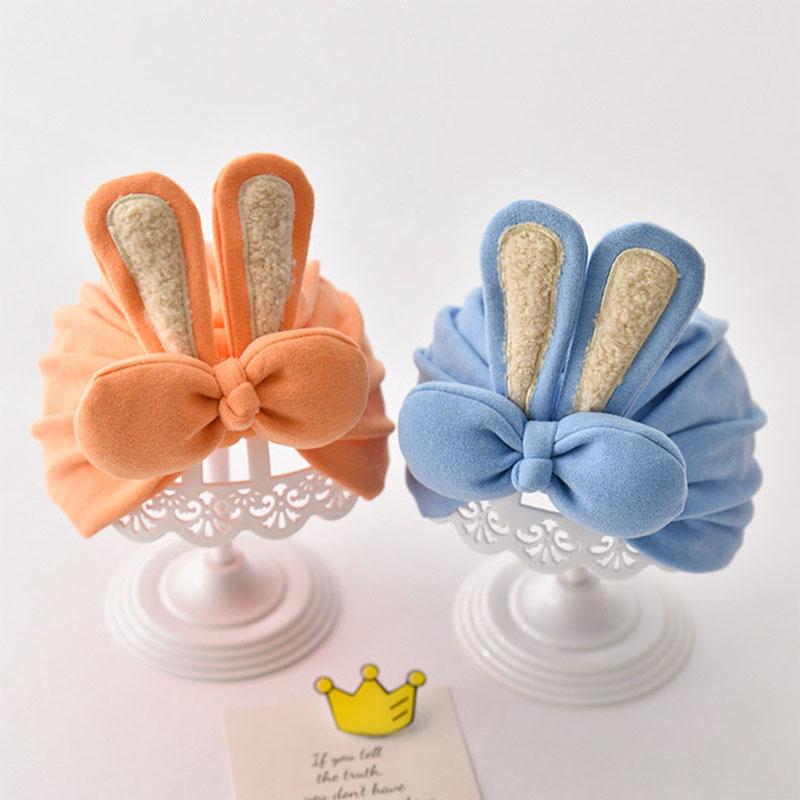 Product Introduction of Rabbit Ear Infant Indian Hat Cartoon Bunny Headband Soild Elastic Newborn Beanies Cap Toddler Bonnet Baby Hair Band Accessories 10