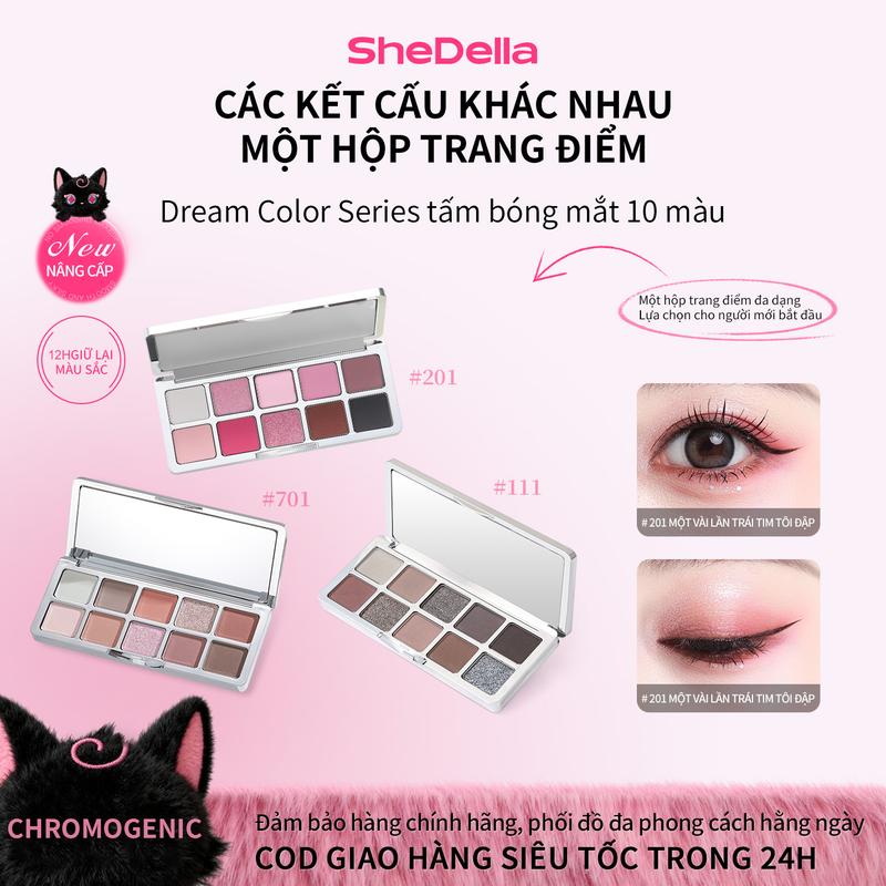 【Shedella,Hàng chính hãng Bảng phấn mắt 10 màu với hiệu ứng nhũ & matte lâu trôi chất phấn mịn màng dễ tán kiểu bán chạy 10g