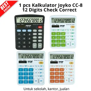 Calculator Kalkulator Joyko CC-812 Digits Check Correct - CC-8CO Hijau Hitam Biru Orange untuk jualan diwarung untuk disekolah kantor