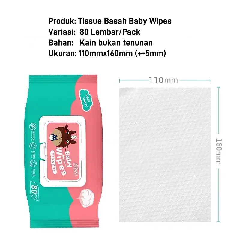 1Pack Murah Wipes Wet Tissue Tisu Basah Bayi ISI 80 LEMBAR for Popok Celana TISU BASAH 5