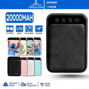 LENTIVEN PowerBank 20000mAh Cute tun Mirror Screen Digital Display PowerBank External Battery Pack USB 3,0 Led Lcd