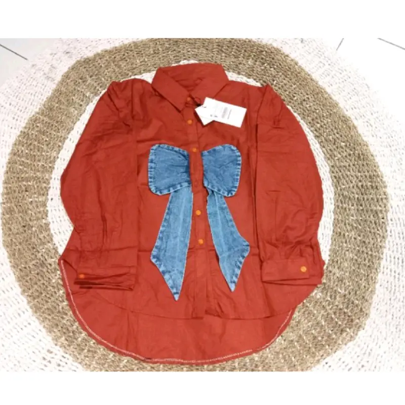 Atasan Kemeja Buffy Pita kemeja Wanita Oversize Casual Basic Katun Variasi Kancing Aktif 5