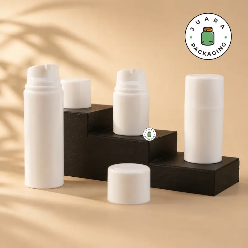 Botol Pump Airless 30ml 50ml 100ml Putih – Botol Kosmetik Plastik Isi Ulang Tanpa Udara Cocok untuk Serum, Lotion, Gel, Skincare Cair, Wadah Travel Size Refill 30 ml 50 ml 100 ml