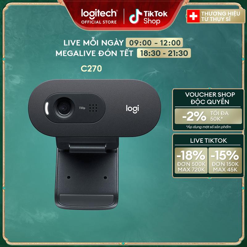 Webcam Logitech C270 720p HD - Góc cam 55o mic giảm ồn