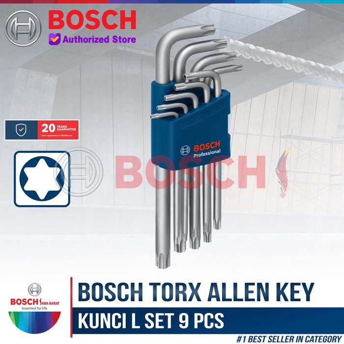 Gambar Kunci L Bintang Panjang Set 9 Pcs Lubang Bosch Professional Torx Allen Key Set Blue 9 Pcs 1600A01TH4 dari Bosch Tools Authorized BTS Kota Bogor Tokopedia