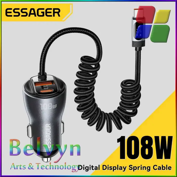 ESSAGER Car Charger Mobil Fast Charging PD 3.0 QC 4.0 3in1 3A 108W - ES-CC29