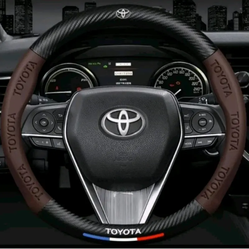cover sarung 3D embossed Toyota setir stir mobil Car Kulit domba agya calya Avanza camry hilux Hiace Voxy Fortuner Innova Land cruiser Vios Rush Yaris Veloz Supra Altis Raize Corolla Cross Alphard 2