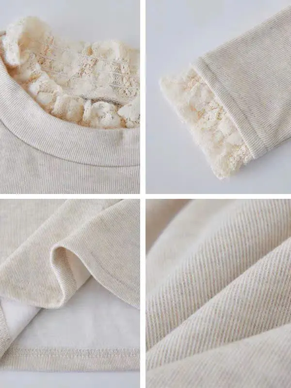 Áo giữ nhiệt tăm lông thỏ phối ren Lenogi Áo cổ cao  co dãn mềm mại ấm áp | BigBuy360 - bigbuy360.vn