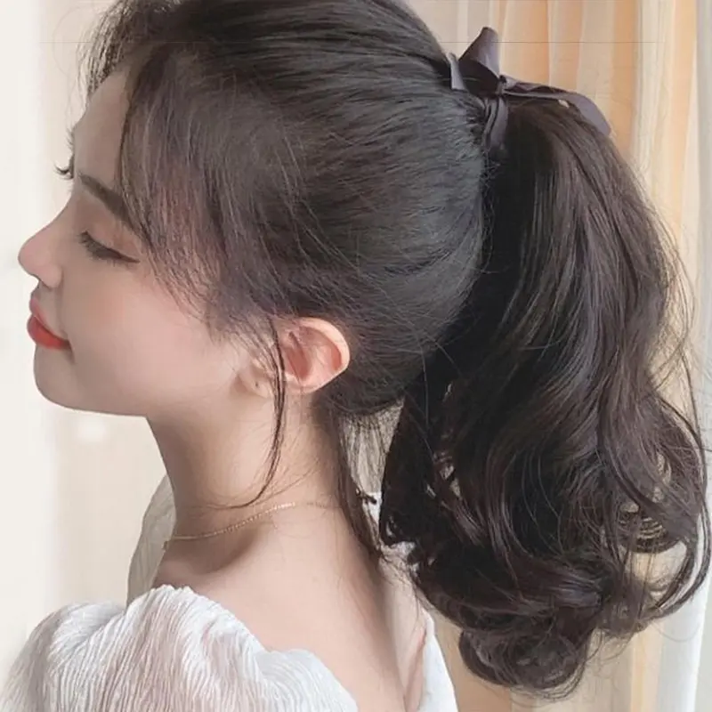 Tóc Giả Đuôi Ngựa Ngắn, Thời Trang, Dành Cho Nữ, Tóc Giả Gợn Sóng Lớn, Tóc Giả Xoăn Dài, Có Kẹp, Tóc Đuôi Ngựa Giả 4
