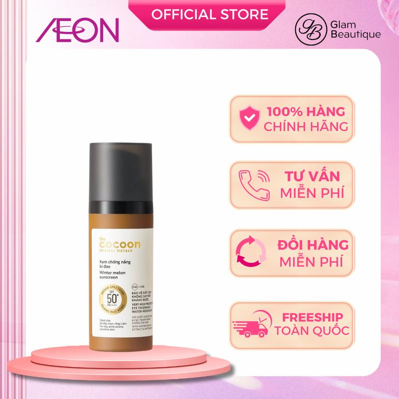 Cocoon Kem Chống Nắng Bí Đao Quang Phổ Rộng SPF50+PA++++ 50ml Glam Beautique