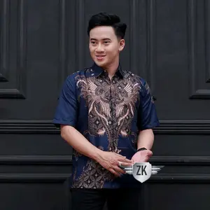 Baju batik lengan pendek kemeja batik pendek Katun Pria Motif