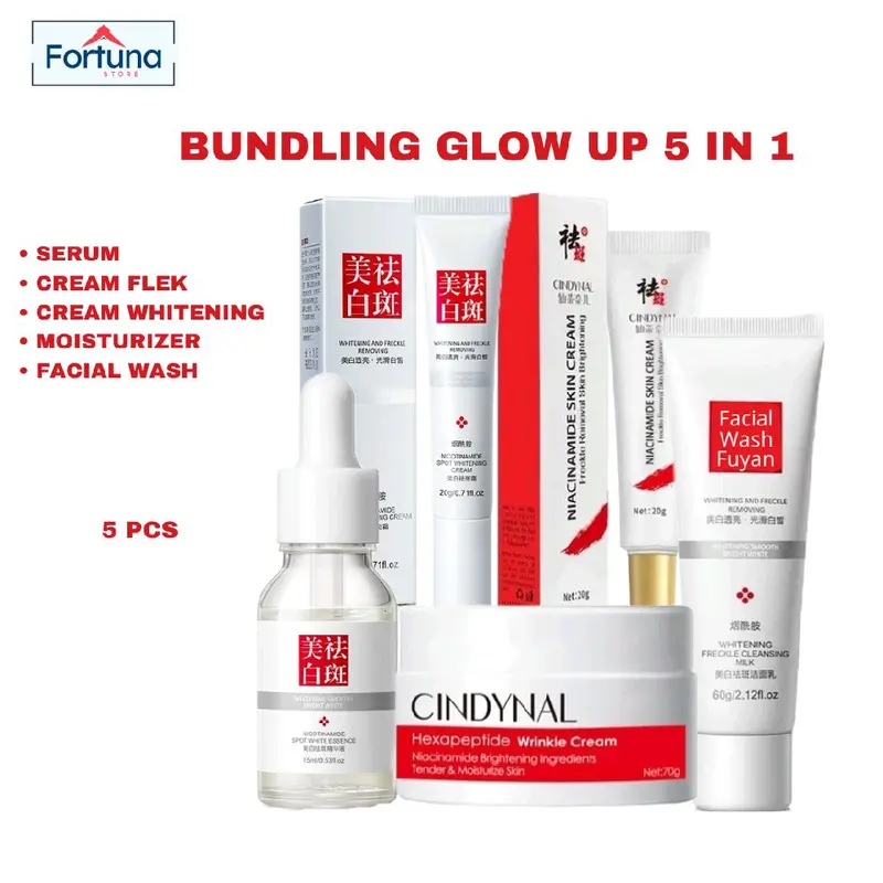 Paket Cindynal Fuyan 5 in 1 perawatan wajah flek hitam,kerutan dan pencerah wajah Membersihkan 0