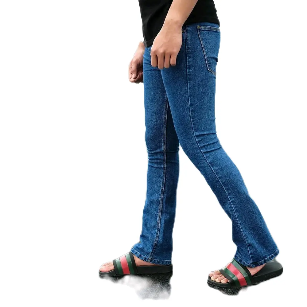 Celana Jeans Cutbray Pria Wanita Warna Biru Muda/Bio Blitz Distro Nyaman - Lingkar Pinggang 27-32 cm - Denim, Panjang, Melar Cowok