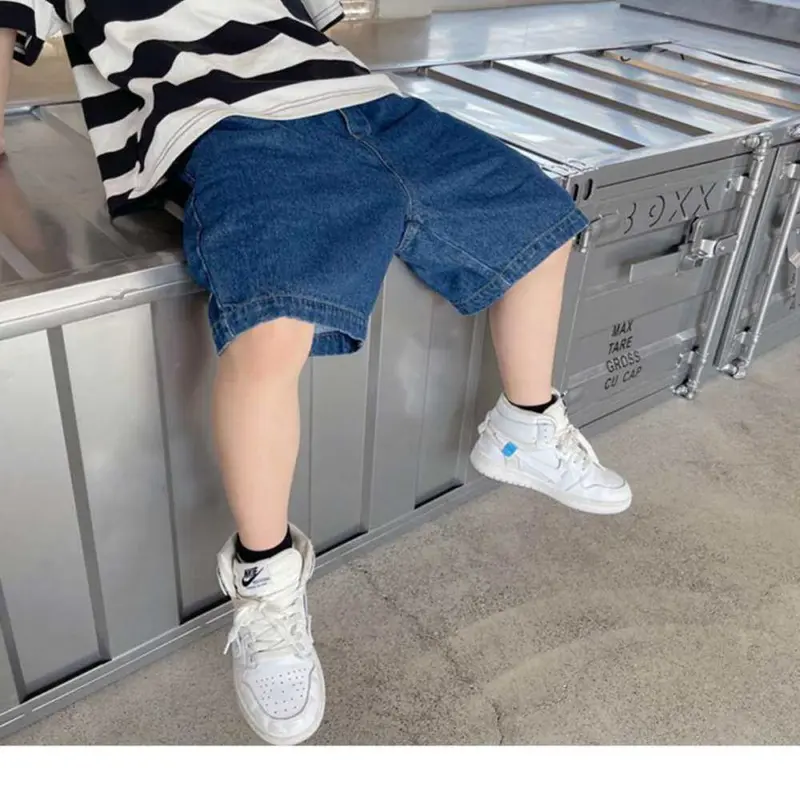Lanbao-Quần Ngắn Denim Cho Trẻ Em, Quần Ngắn Cho Bé Trai, Quần Jean, 4-13 Tuổi 3