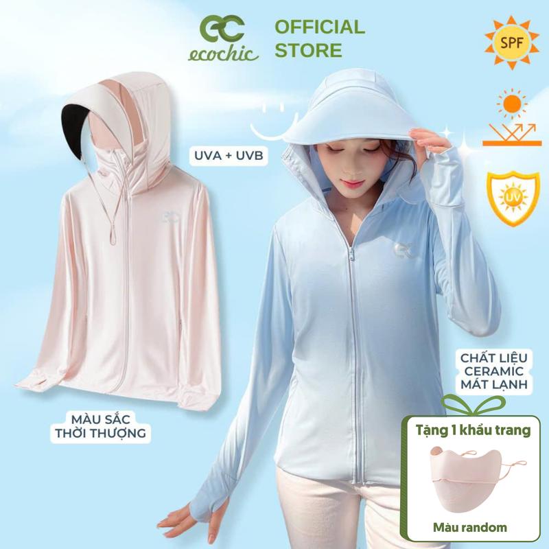 Áo Chống Nắng ECOCHIC B041 Nam Nữ Dáng Ngắn Chất Liệu Ceramic Cao Cấp Chống Tia UV UPF50 Co Giãn Thoáng Mát