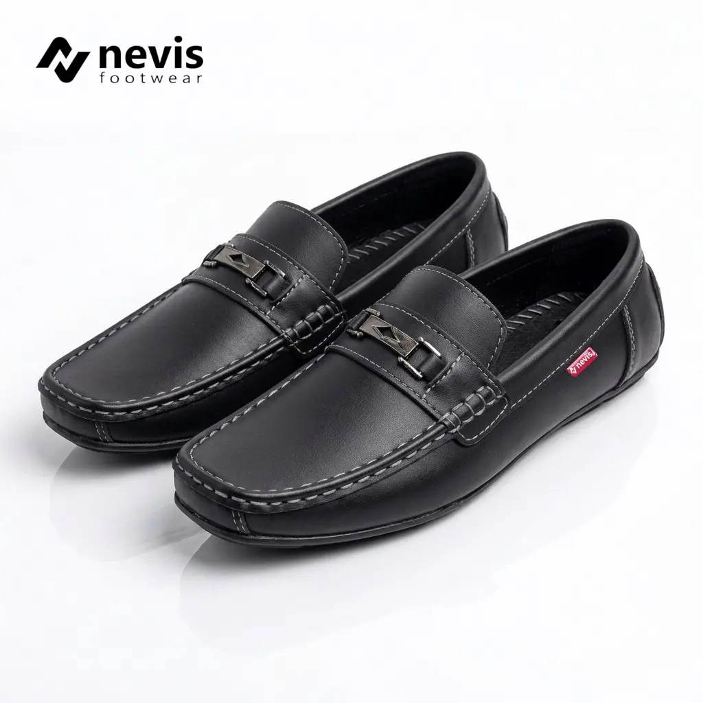 NEVIS Sepatu Pria Sepatu Lofers Original Sepatu Casual Slip On Bastian Black Flat Shoes Kerja Kasual - Cooper Bruno Kevin Felix