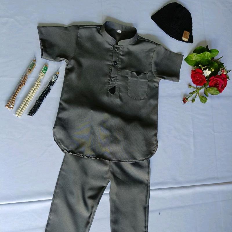 Setelan Baju Koko Bayi Laki-laki Usia 0-4 Tahun dengan Peci dan Tasbih Gratis - Atasan,  Celana, muslim Anak  Kancing  Kain Toyobo Nyaman Lembut  Hitam Putih kemeja Mesin Dicuci M baju takwa anak laki laki 2024 brookhaven outfit 6