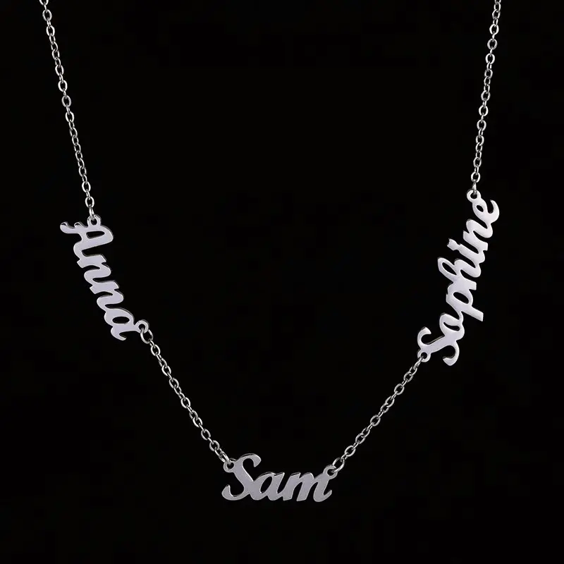 AS025 Multiple Names Custom Cut Necklace Personalized Gift Stainless Steel Letter Necklace For Mother's Day Anniversary Valentine's Day 1