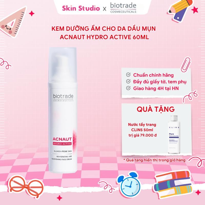 (TẶNG NƯỚC TẨY TRANG 50ML) Kem dưỡng ẩm phục hồi, làm dịu làn da sau mụn BIOTRADE ACNAUT HYDRO ACTIVE CREAM 60ml -- Sản phẩm Skincare Làm Đẹp Da - Chăm Sóc Da - Dành cho cả Nam và Nữ(